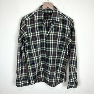 Etro Green Plaid Button Up‎ Shirt Men’s S 37